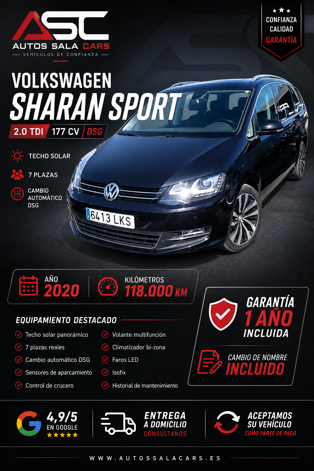 VOLKSWAGEN SHARAN Sport 2.0 TDI 177cv 7 plazas 